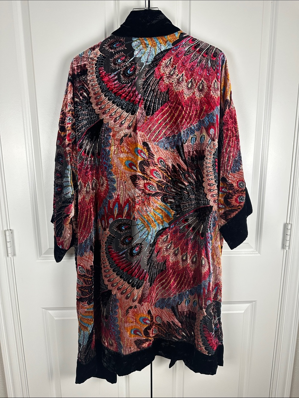 Chico's Travelers Peacock Velvet Burnout Duster Kimono - Picture 4 of 7